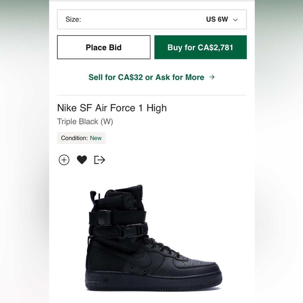 BRAND NEW Nike AF1 SF High ‘Triple Black’ Women’s